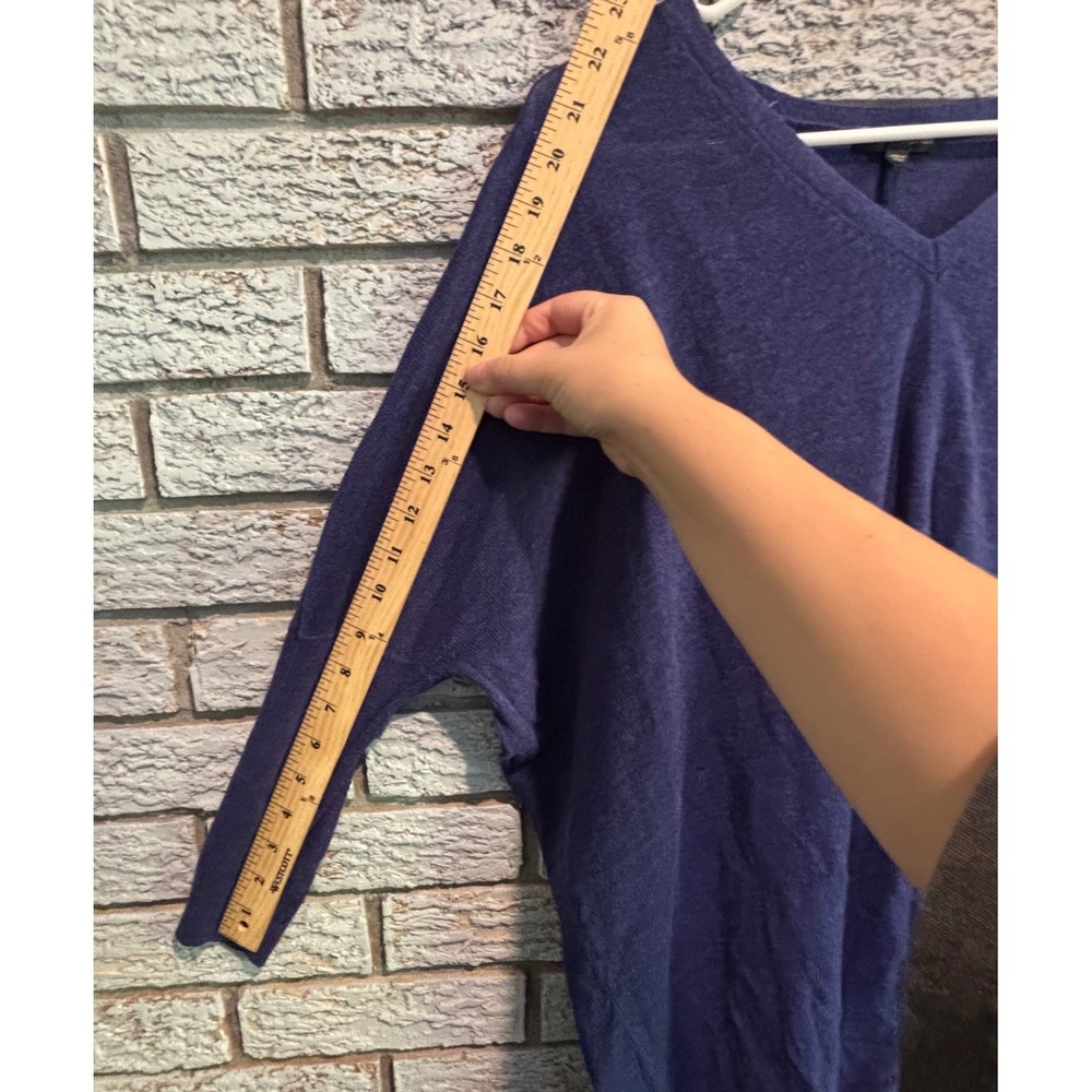 Eileen Fisher Blue V-Neck Dolman Sleeve Lightweight Knit Sweater Large - Picture 5 of 6